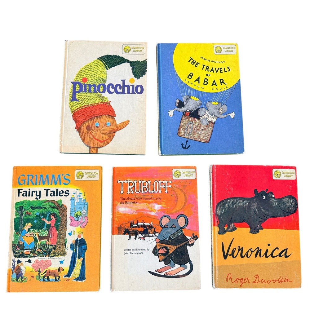 Vintage Rand McNally Elf Library Children's Books Lot Babar Peter Rabbit 5 Books